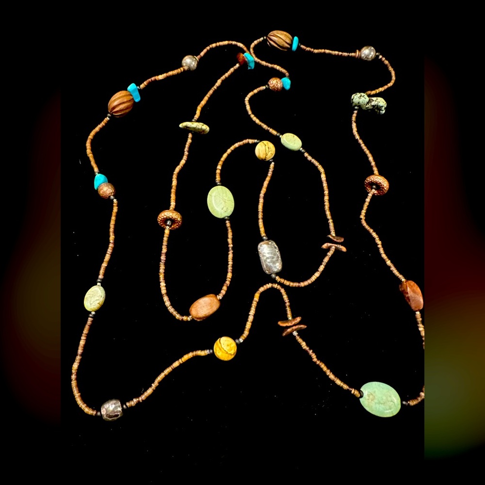 Silpada necklace featuring multiple natural stones, shells and Sterling Silver